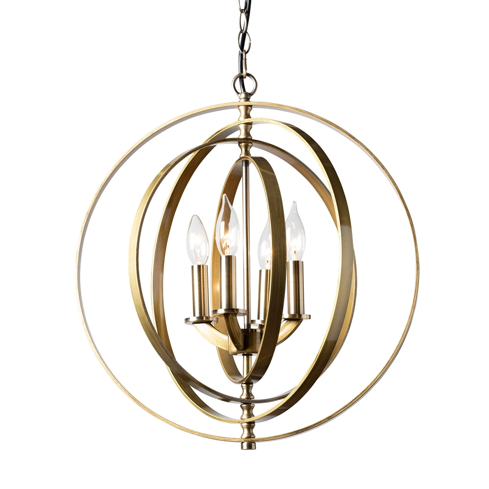 Roslin Antique Brass Metal 4-Light Orb Chandelier - living-essentials