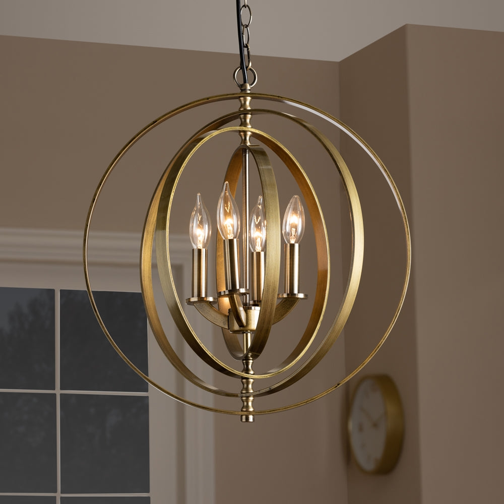 Roslin Antique Brass Metal 4-Light Orb Chandelier - living-essentials