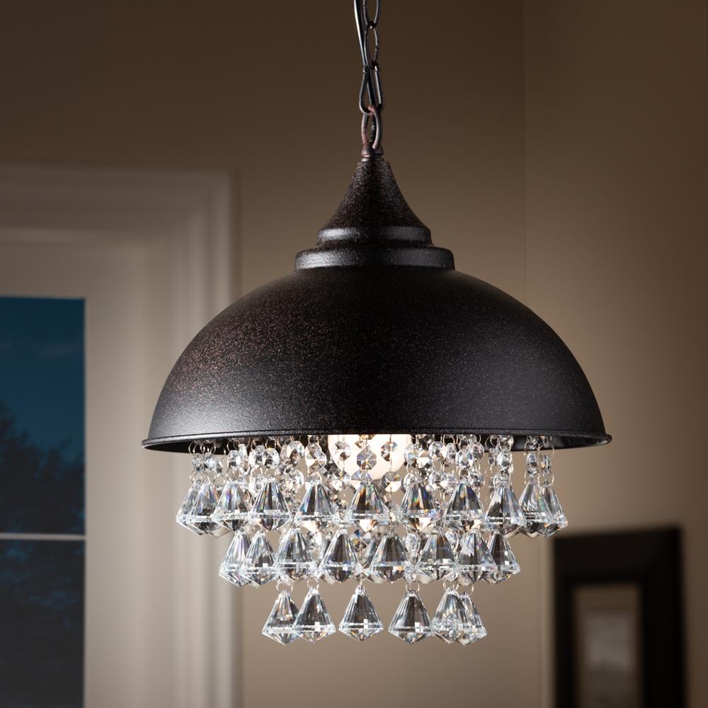 Vera Rust Metal And Crystal Pendant Light - living-essentials