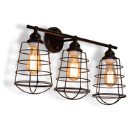 Levi Vintage Industrial Dark Bronze Metal 3-Light Cage Wall Sconce Lamp - living-essentials