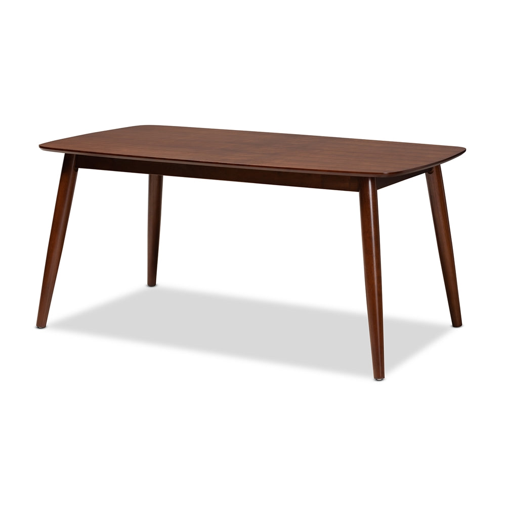 Edna Mid-Century Modern Walnut Finished Wood Dining Table