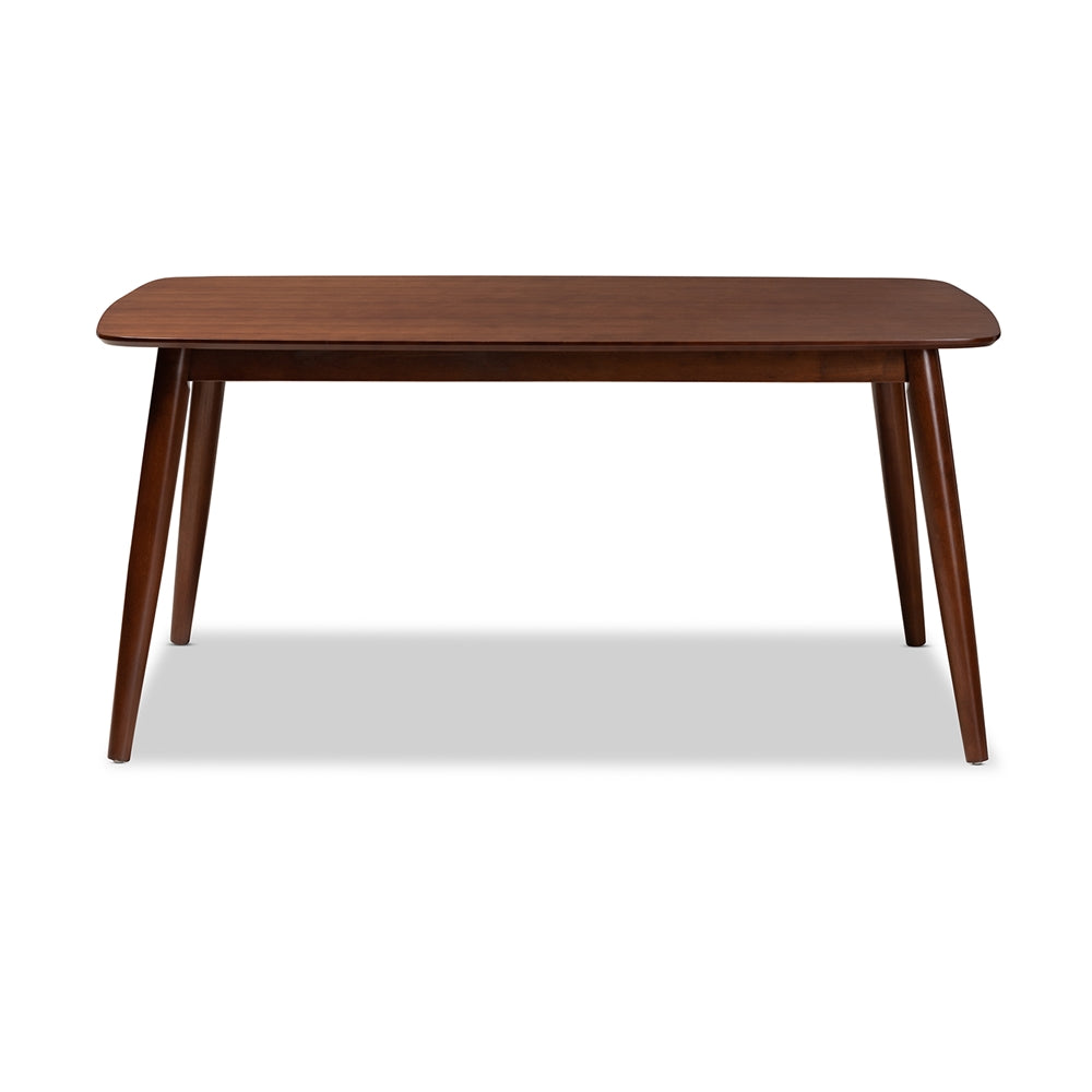 Edna Mid-Century Modern Walnut Finished Wood Dining Table