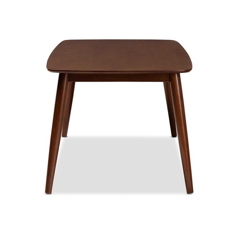 Edna Mid-Century Modern Walnut Finished Wood Dining Table