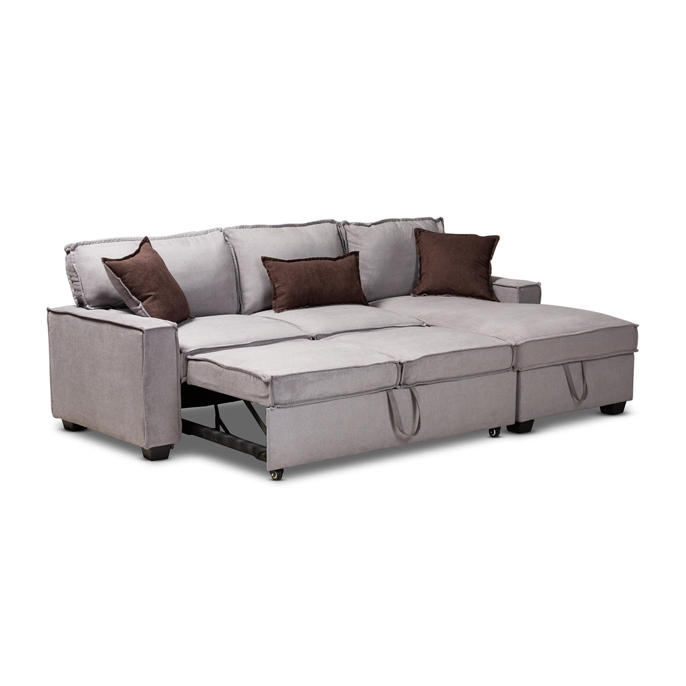 Aiden Modern Light Grey Fabric Right Facing Storage Sectional Sofa Wit ...