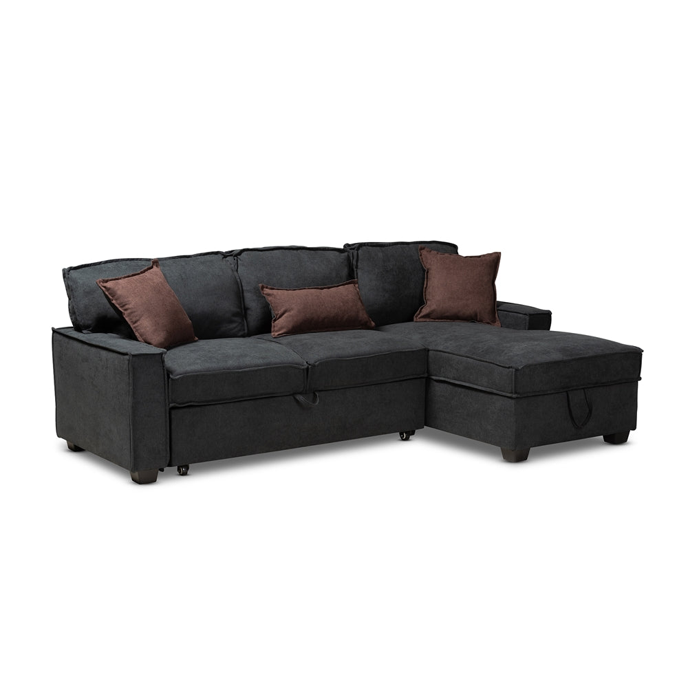 Aiden Modern Dark Grey Fabric Right Facing Storage Sectional Sofa With Pull-Out Bed - living-essentials
