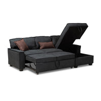 Aiden Modern Dark Grey Fabric Right Facing Storage Sectional Sofa With Pull-Out Bed - living-essentials