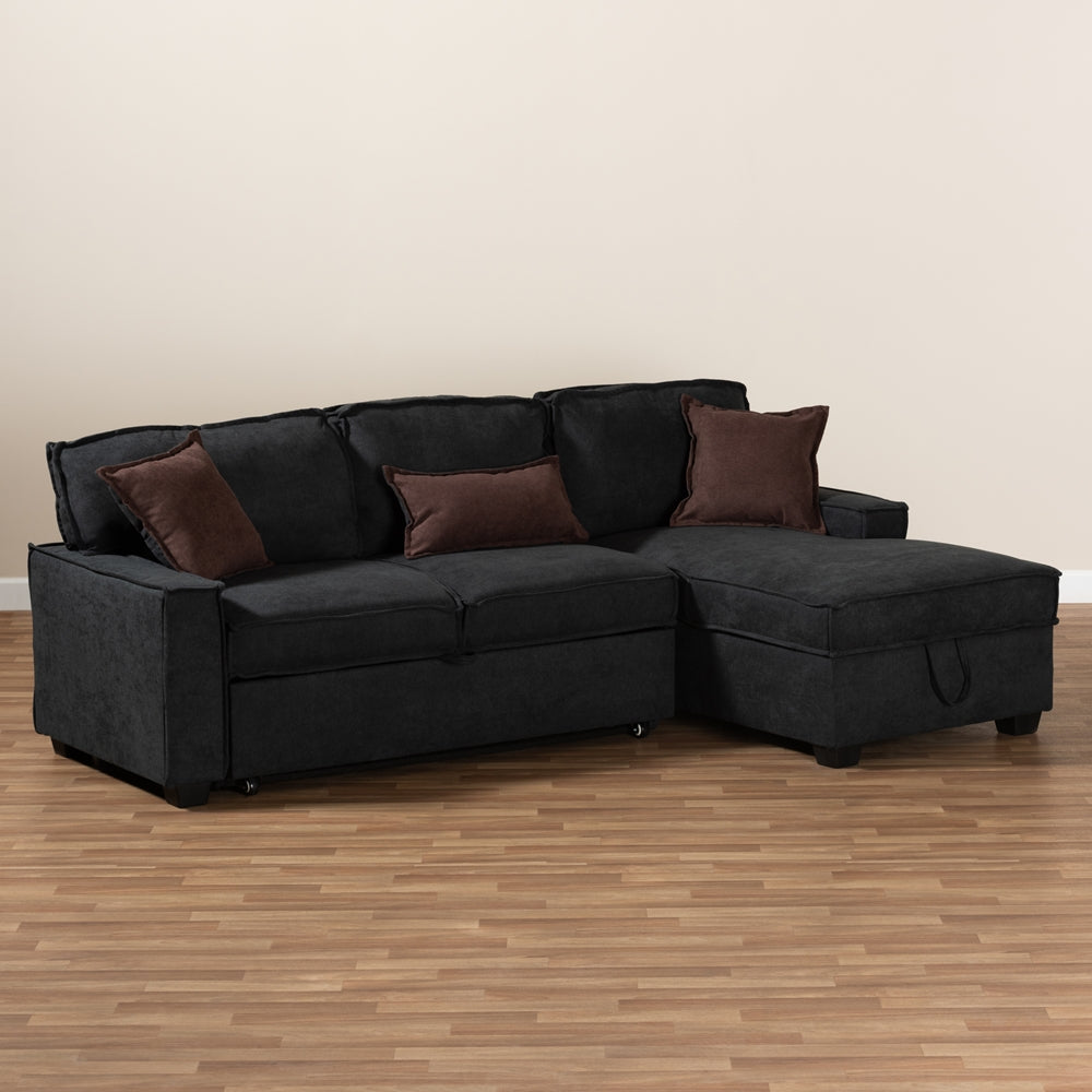 Aiden Modern Dark Grey Fabric Right Facing Storage Sectional Sofa With Pull-Out Bed - living-essentials