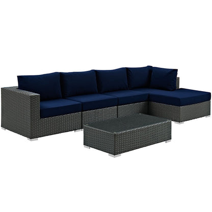 Mont Royal 6 Piece Outdoor Patio Sunbrella Sectional Set - living-essentials