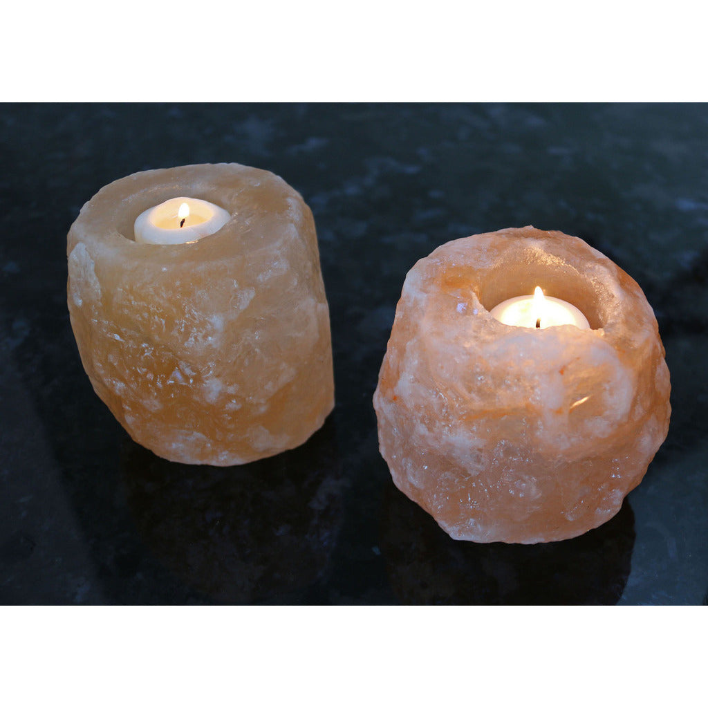 Natural Crystal Himalayan Salt Candle Holder - Set of 2 - living-essentials