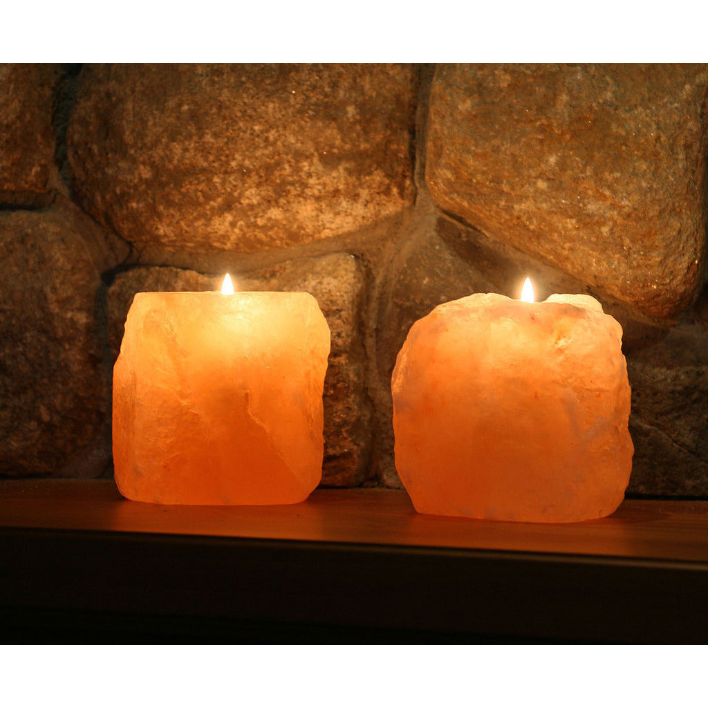 Natural Crystal Himalayan Salt Candle Holder - Set of 2 - living-essentials