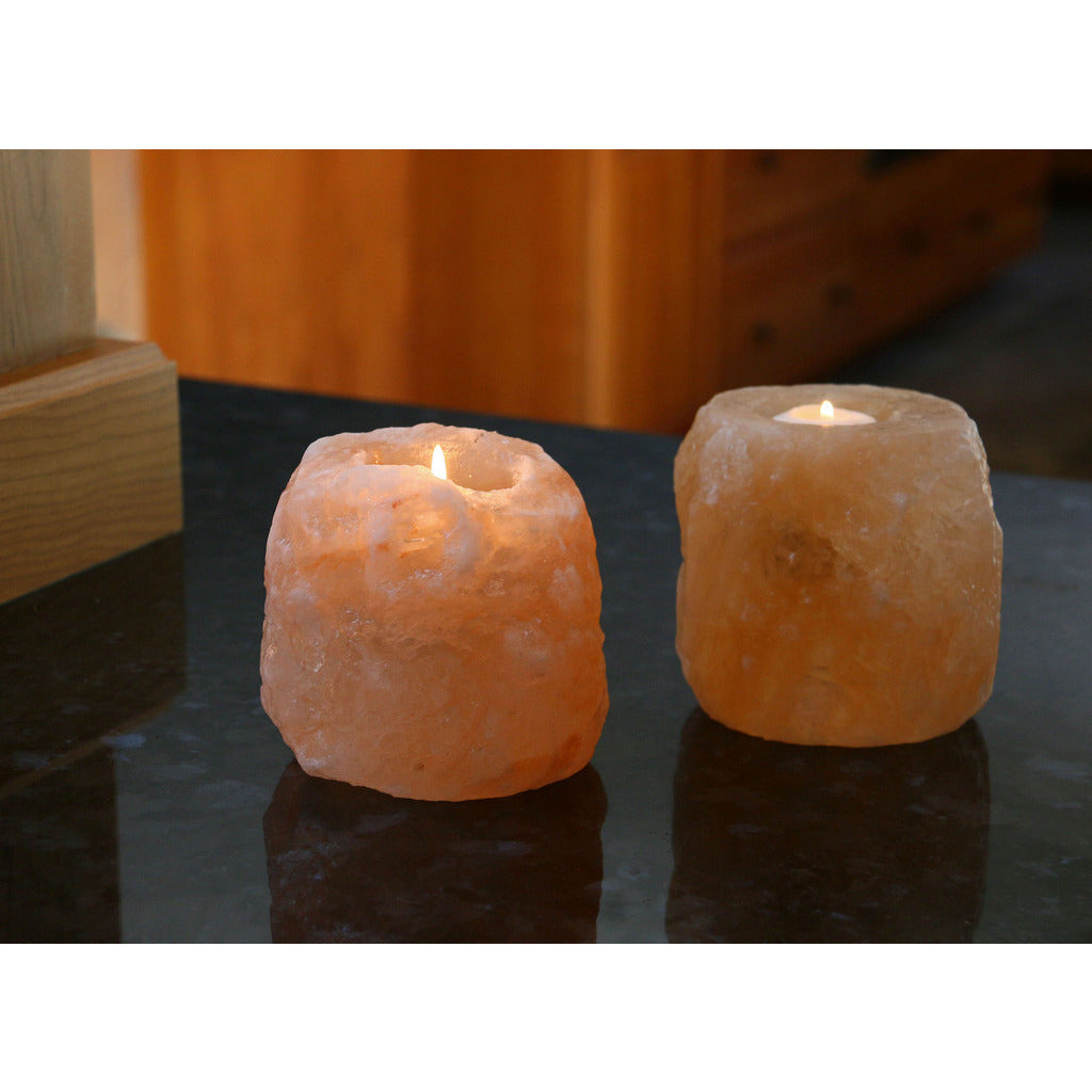 Natural Crystal Himalayan Salt Candle Holder - Set of 2 - living-essentials
