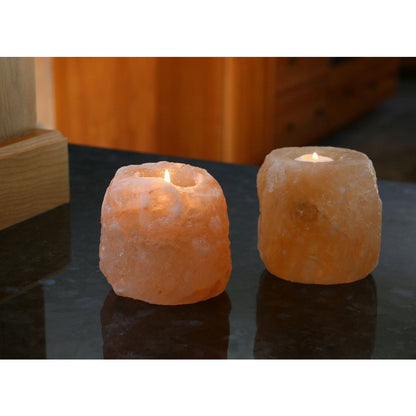 Natural Crystal Himalayan Salt Candle Holder - Set of 2 - living-essentials