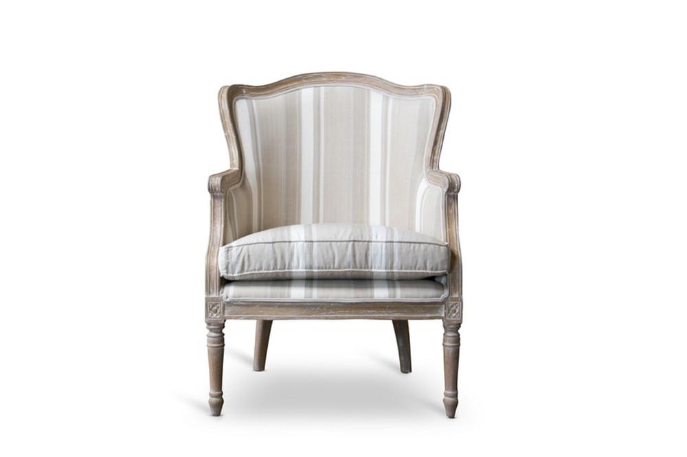 Cael Brown Stripe Traditional French Accent Chair - living-essentials