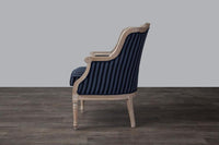 Cael Black and Grey Striped Traditional French Accent Chair - living-essentials