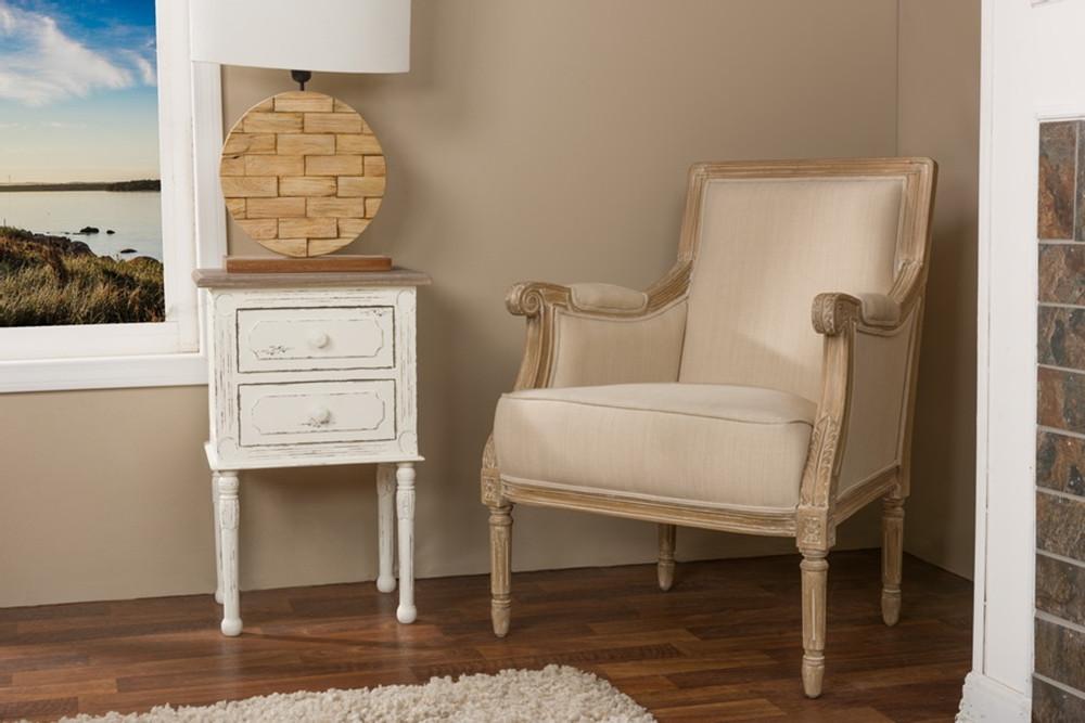 Camie Light Beige Traditional French Accent Chair - living-essentials