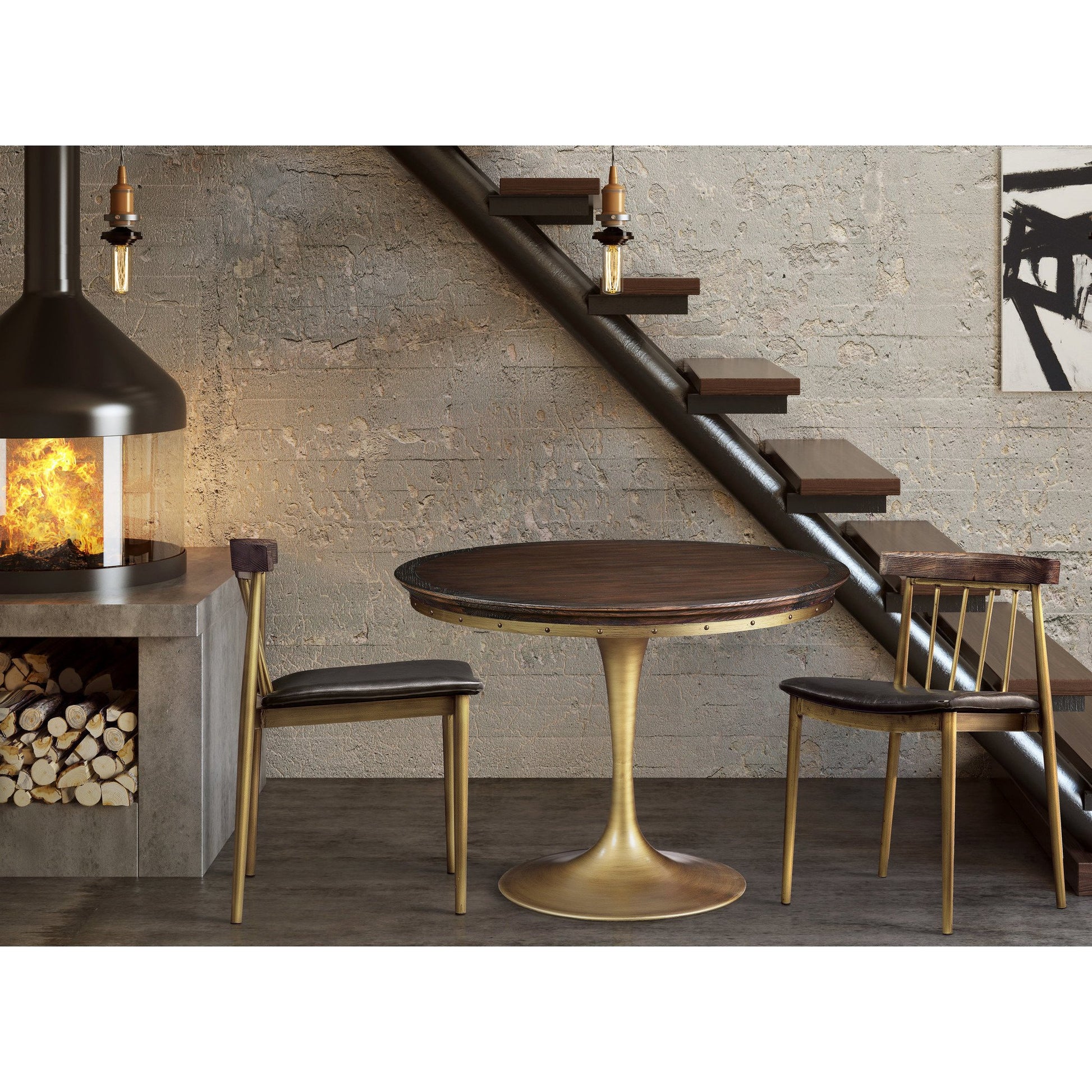 Allard Industrial Pine Dining Chair Set of 2 - living-essentials