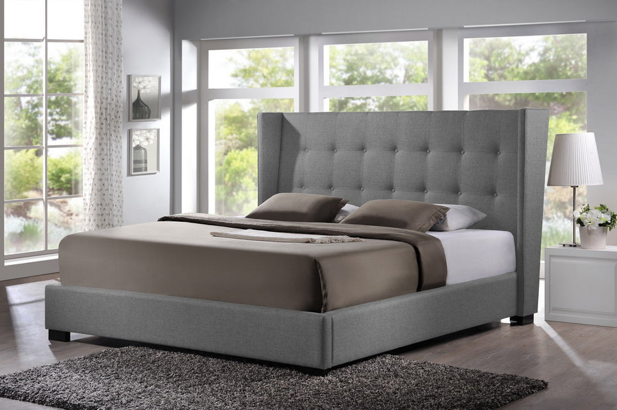 Fabian King Modern Bed With Upholstered Headboard - living-essentials