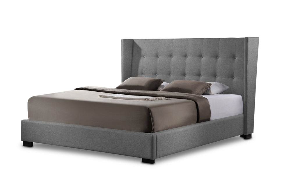 Fabian King Modern Bed With Upholstered Headboard - living-essentials