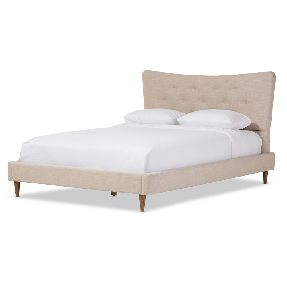 Haley Mid-Century Linen Platform Bed - living-essentials