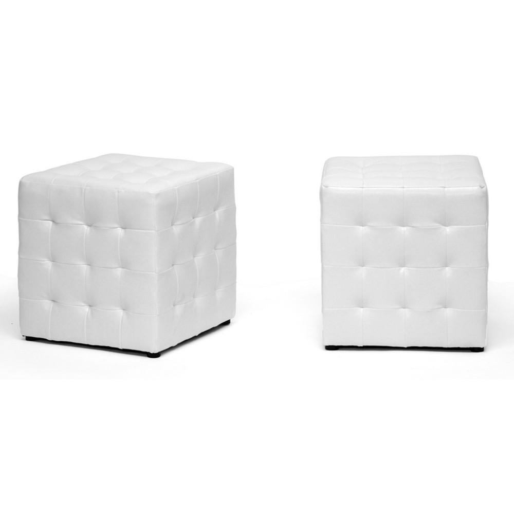 Sorrel White Modern Cube Ottoman (Set of 2) - living-essentials