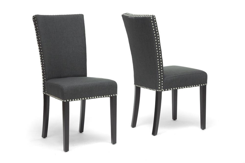 Zoha Dark Gray Linen Modern Dining Chair (Set of 2) - living-essentials