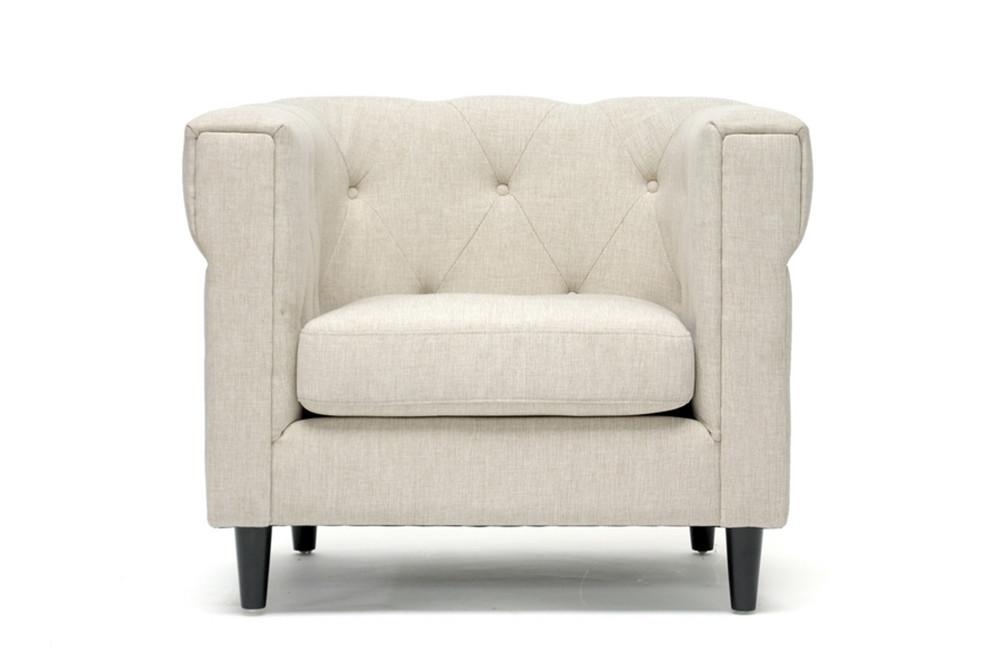 Cardell Beige Modern Chesterfield Armchair - living-essentials