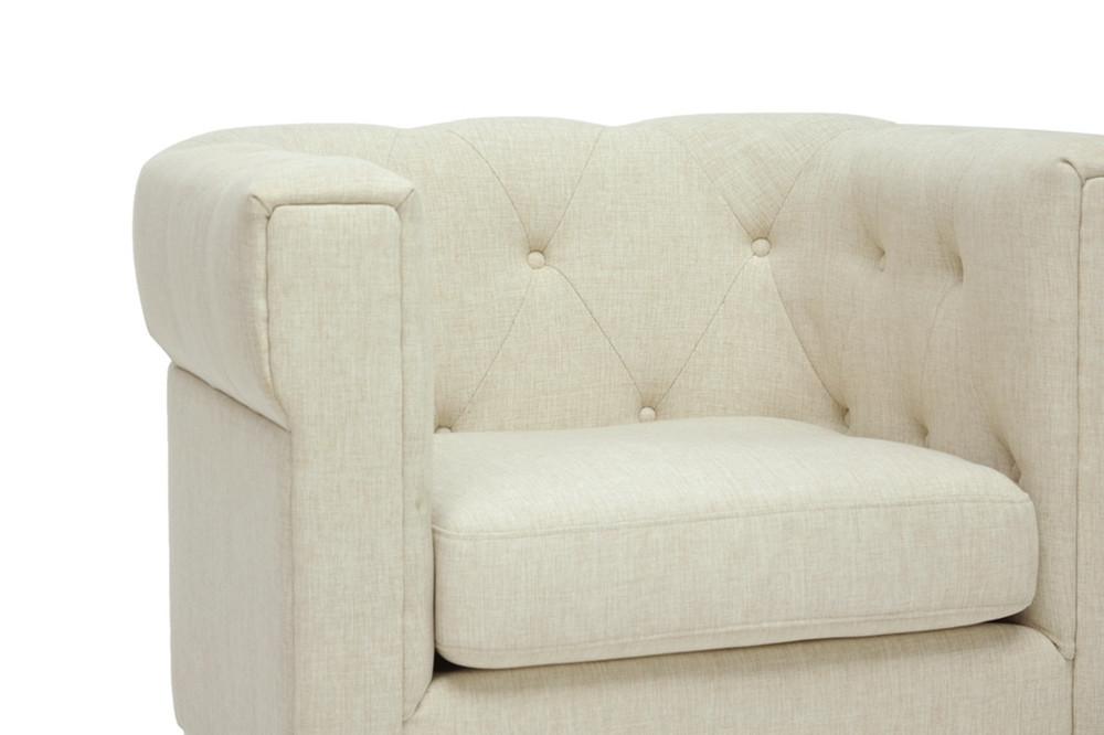 Cardell Beige Modern Chesterfield Armchair - living-essentials