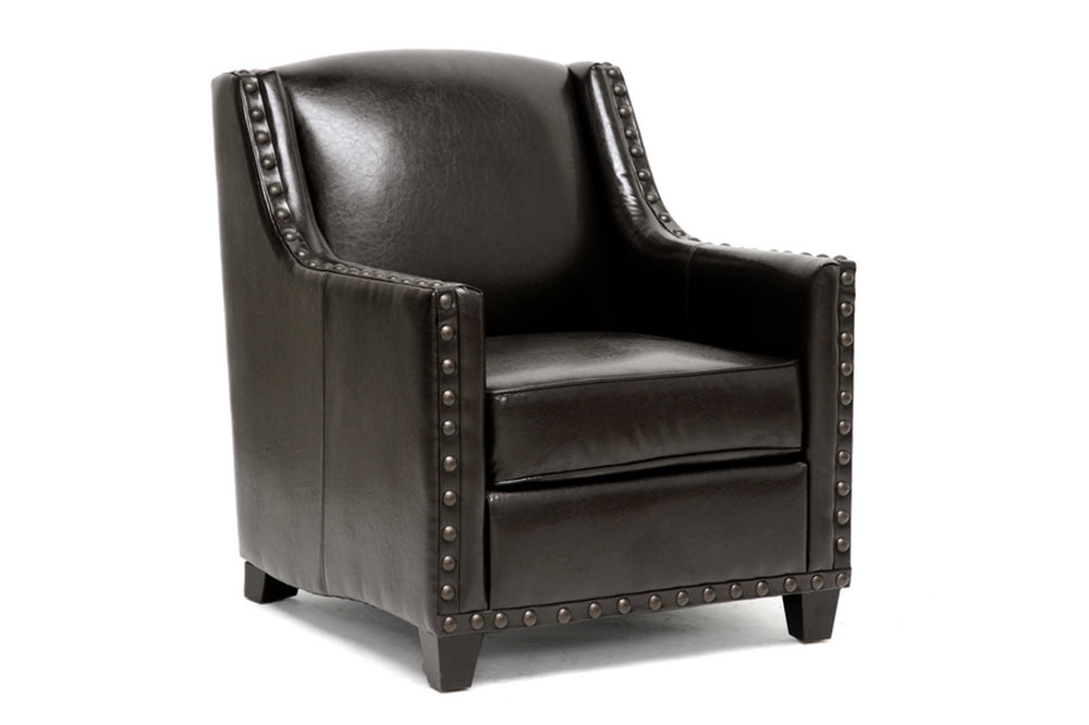 Wright Dark Brown Modern Club Chair - living-essentials