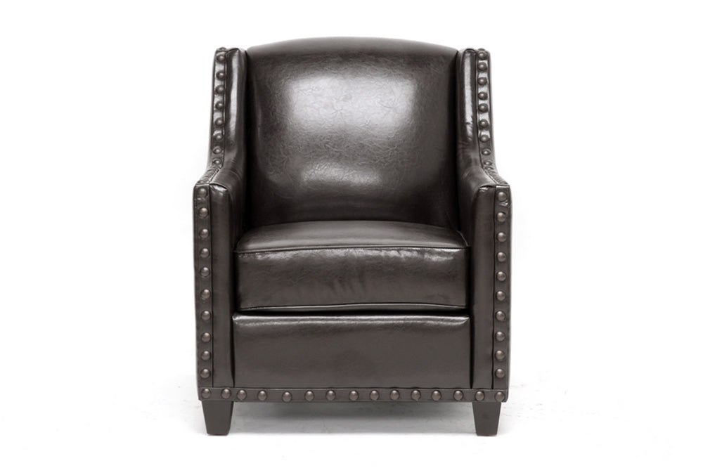 Wright Dark Brown Modern Club Chair - living-essentials