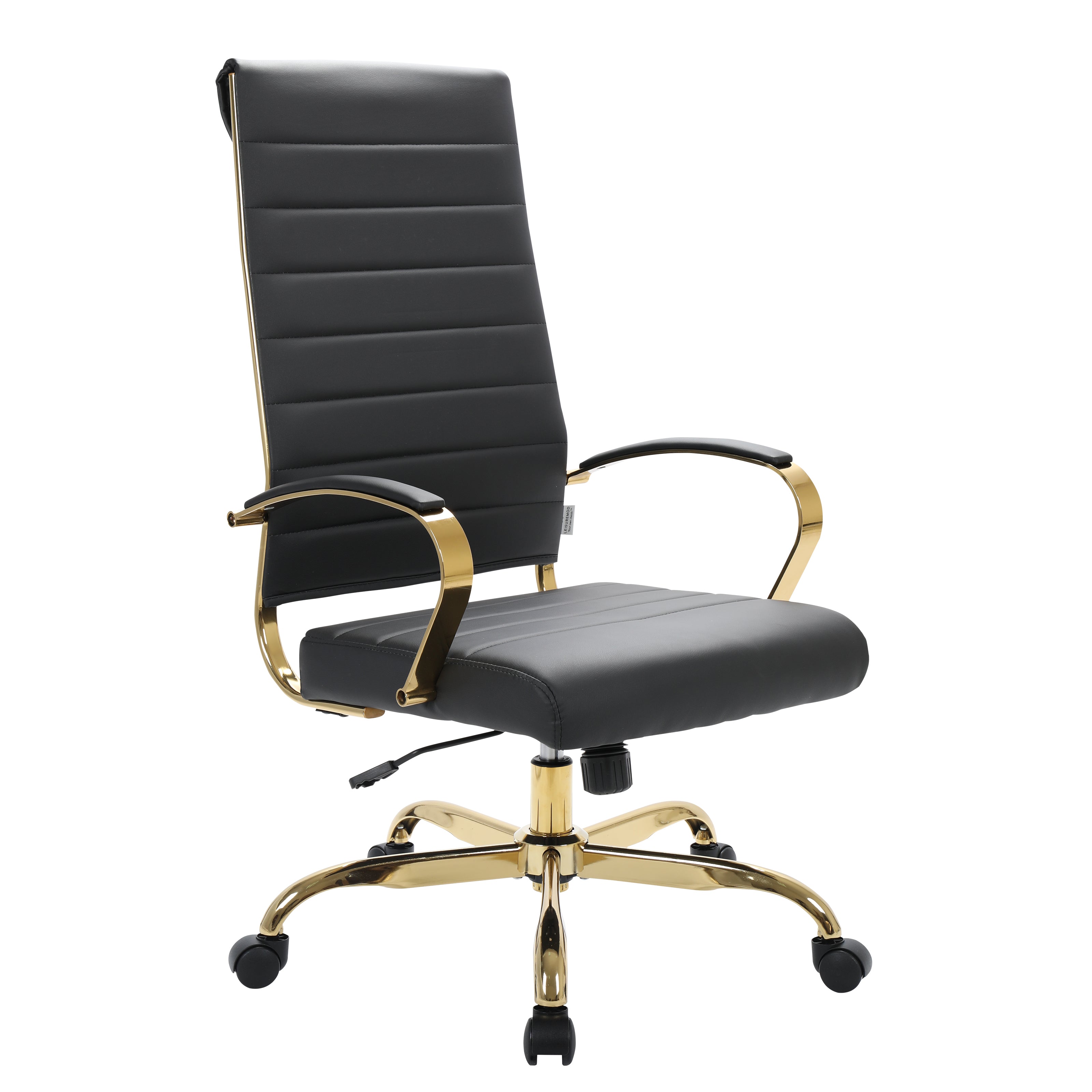 Benmar High-Back Leather Office Chair With Gold Frame