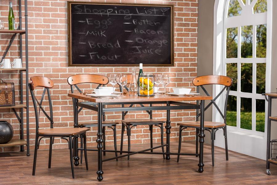 Brandon Light Brown Wood & Metal Dining Table - living-essentials