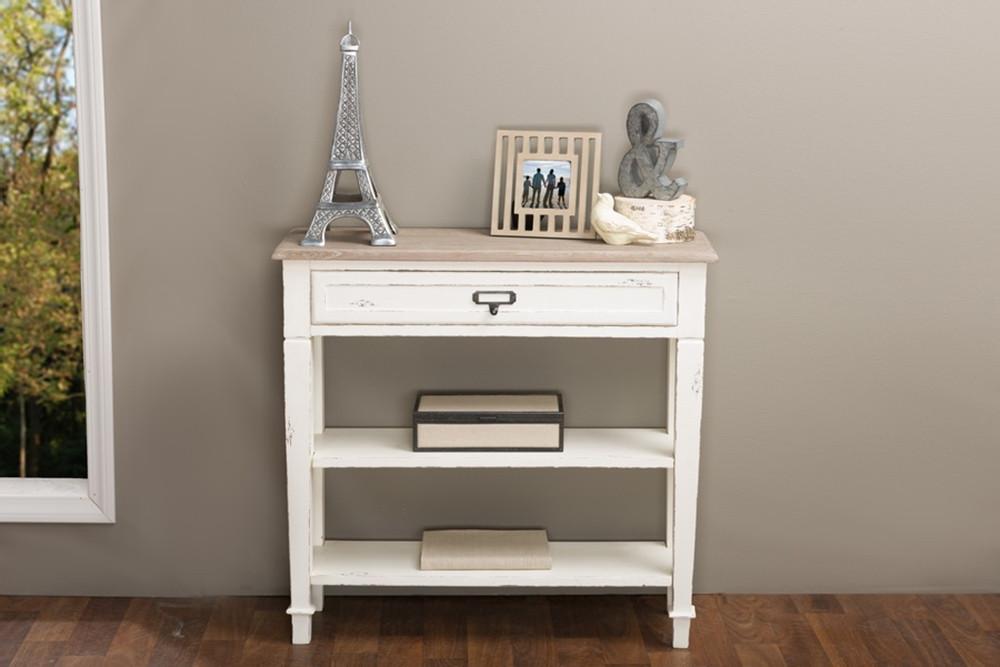 Uma Traditional Single Drawer French Accent Console Table - living-essentials