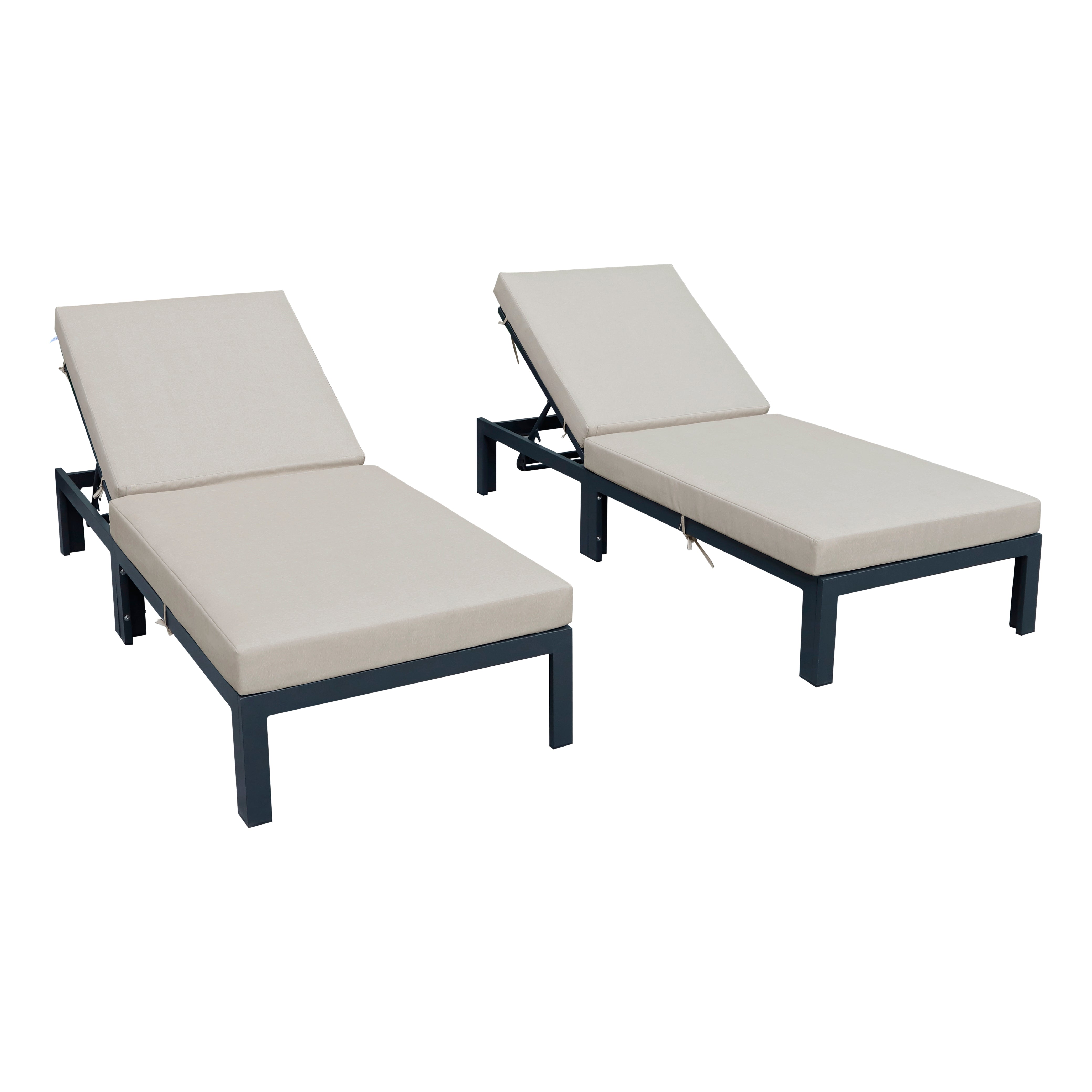 Chelsea Modern Outdoor Chaise Lounge Chair With Cushions Set of 2