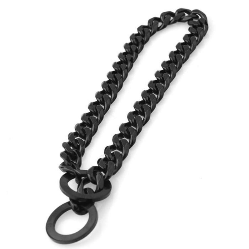 Black Dog Chain Collar - Cuban Link Slip Chain