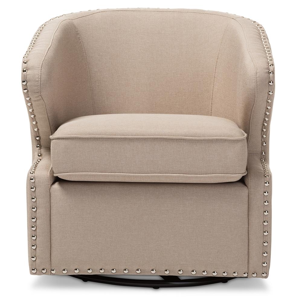 Fiona Mid-Century Modern Fabric Swivel Armchair