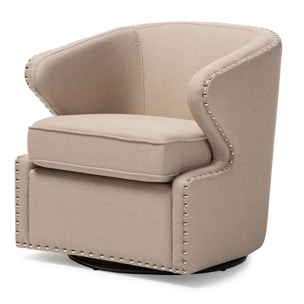 Fiona Mid-Century Modern Fabric Swivel Armchair - living-essentials