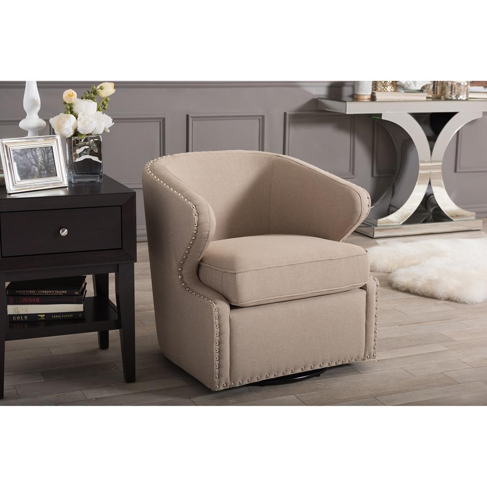 Fiona Mid-Century Modern Fabric Swivel Armchair - living-essentials