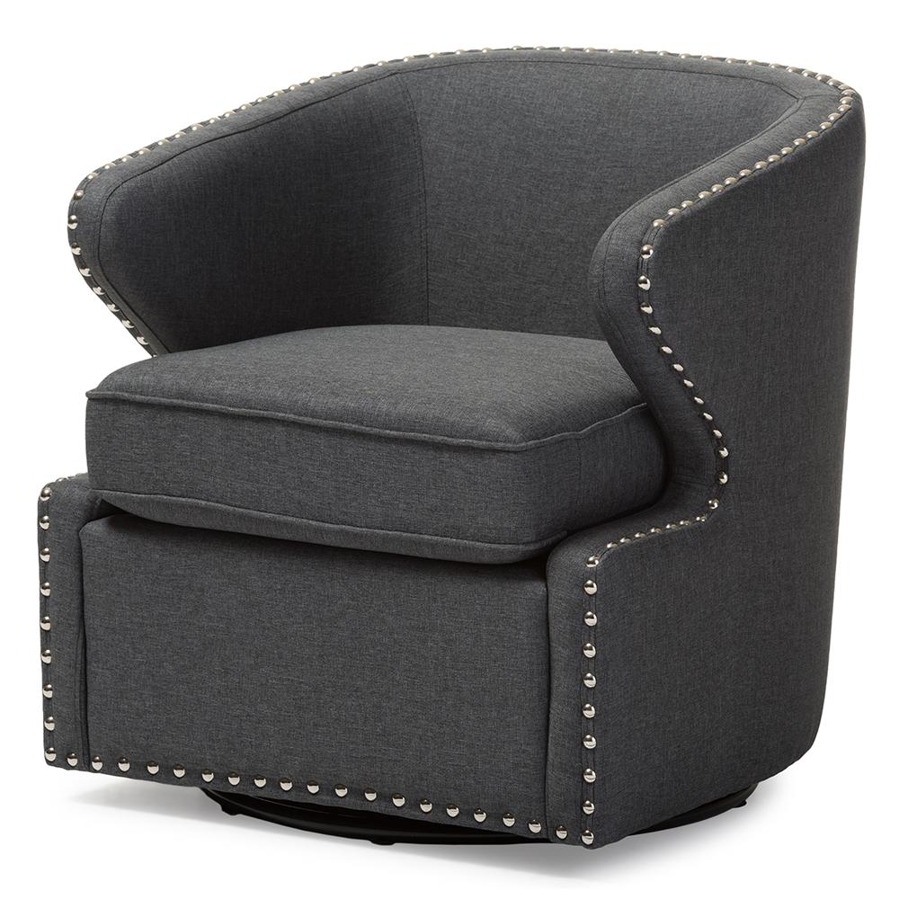 Fiona Mid-Century Modern Fabric Swivel Armchair - living-essentials