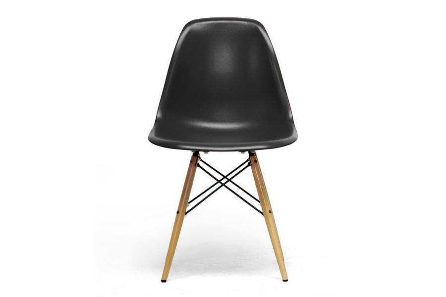 Shasha Black Plastic Mid-Century Modern Shell Chair (Set of 2)