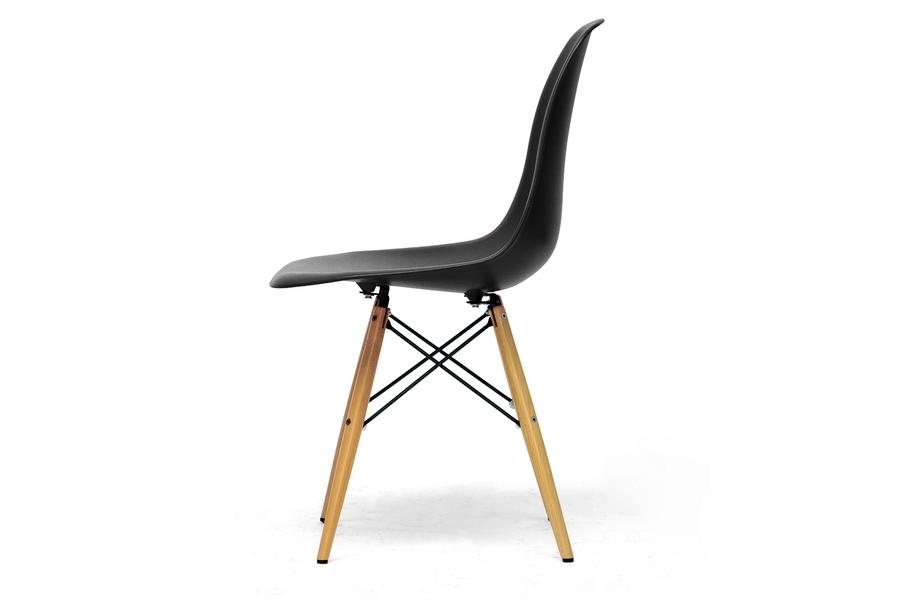 Shasha Black Plastic Mid-Century Modern Shell Chair (Set of 2)