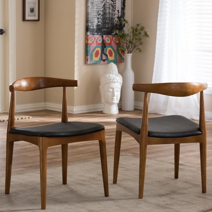 Crescent Solid Wood Mid-Century Style Accent Chair Dining Chair Set of ...