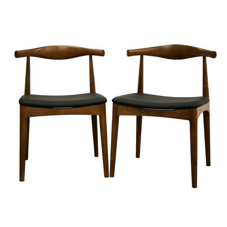 Crescent Solid Wood Mid-Century Style Accent Chair Dining Chair Set of 2
