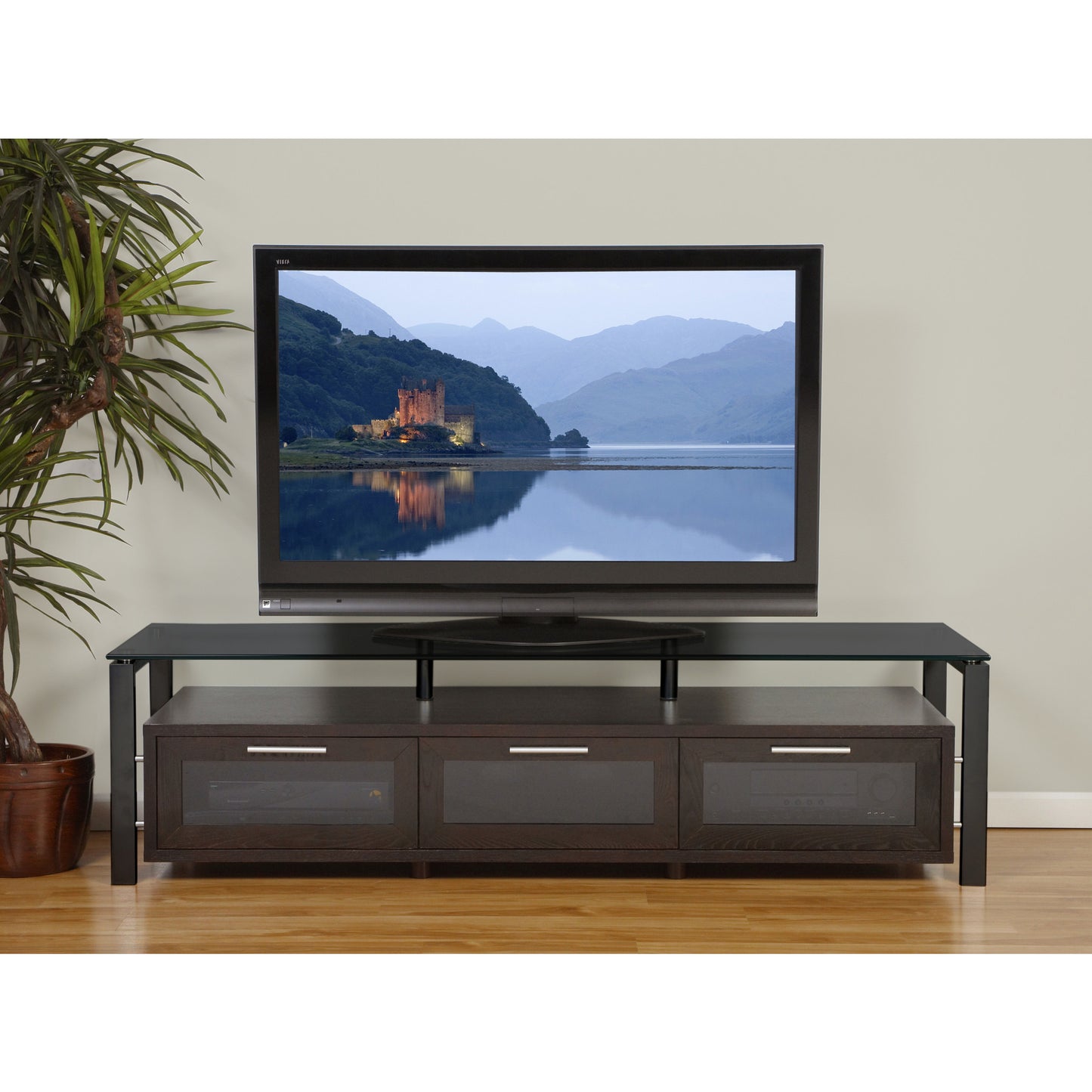 PLATEAU DECOR 71 Wood and Glass 71" TV Stand - living-essentials