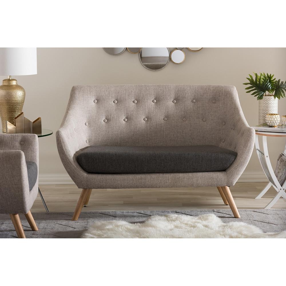 Adair Mid-century Beige Loveseat - living-essentials