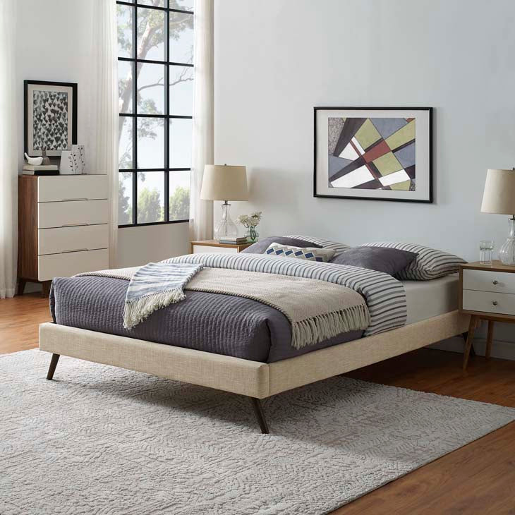 Lona Queen Bed Frame with Round Splayed Legs - living-essentials