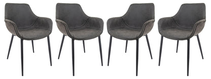 Markley Modern Leather Dining Arm Chair With Metal Legs Set of 4