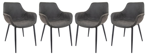 Markley Modern Leather Dining Arm Chair With Metal Legs Set of 4