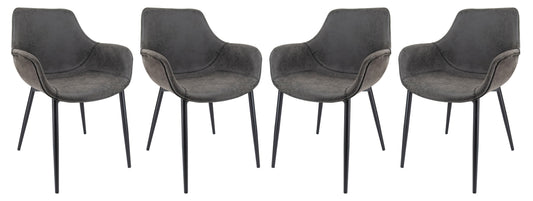 Markley Modern Leather Dining Arm Chair With Metal Legs Set of 4