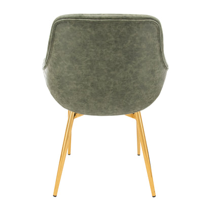 Markley Modern Leather Dining Arm Chair With Gold Metal Legs