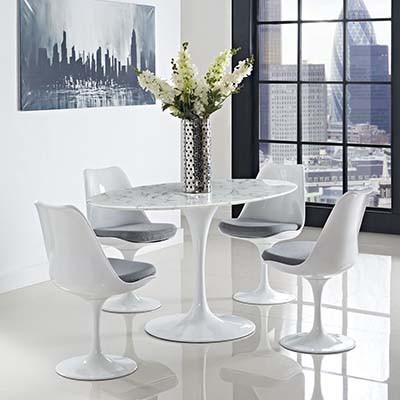 Roundian 60" Oval-Shaped Marble Dining Table - living-essentials
